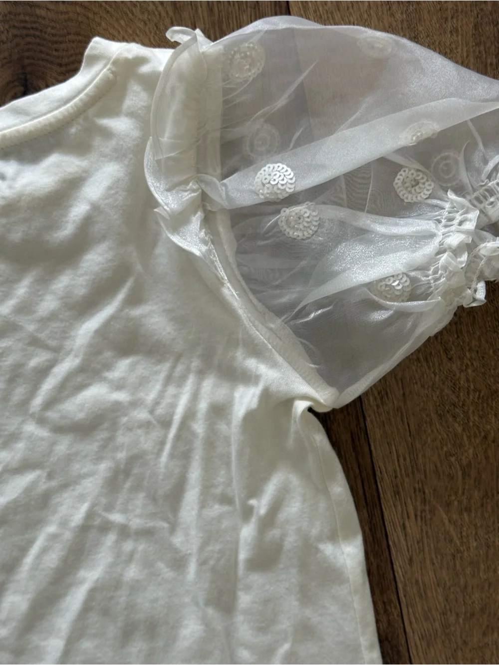 Crewcuts White Puff-Sleeve Tee with Embroidered Dots - Picture 6 of 8